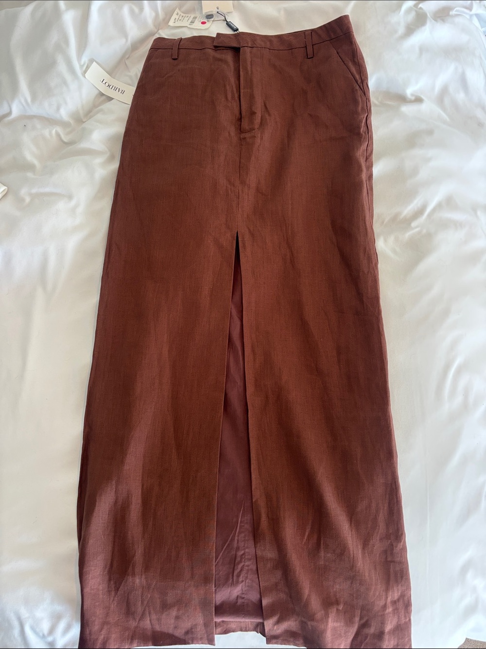 NWT Bardot Sita Linen Maxi Skirt in Chocolate Size 4